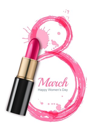 粉色唇膏口红38妇女节女神节节日促销海报背景素材